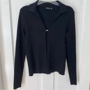 Nasty Gal medium ribbed long sleeve collared cardigan top